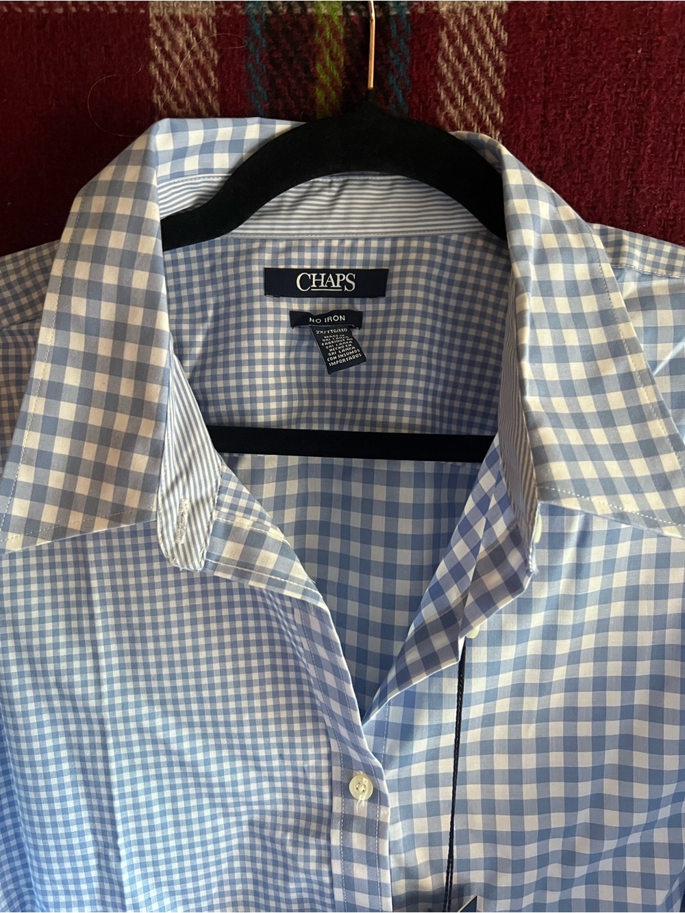 New with Tags Chaps Women’s Blue Gingham Dress Shirt Plus - Picture 2 of 6